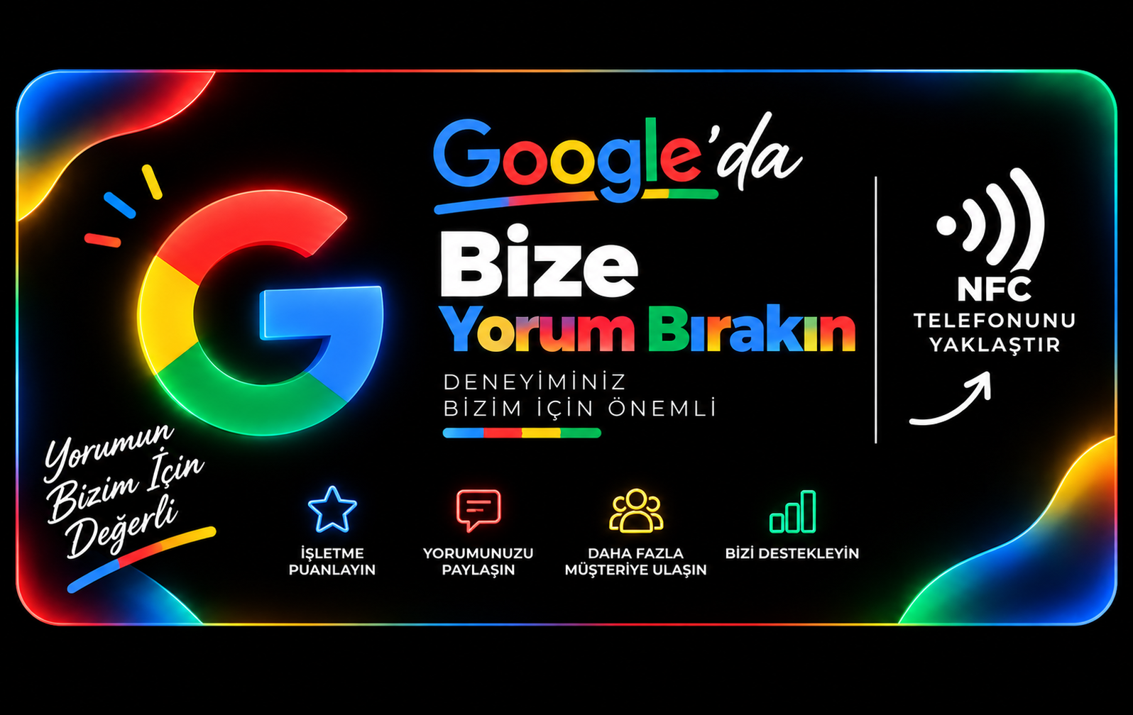 Google Yorum kartının ön yüzü
